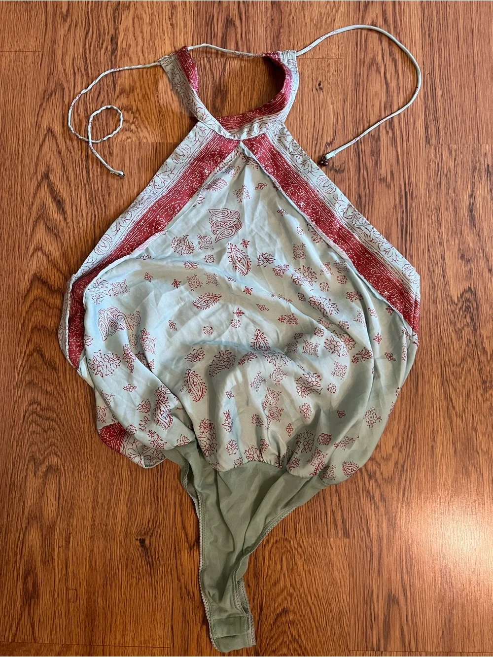 Free people intimately Halter Floral scarf Top wrap tie bodysuit sexy night out